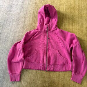 Lululemon Bright pink fuschia Cropped full zip Hooded Scuba Size XS/Small
